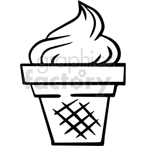 black and white ice cream cone vector clipart