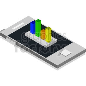 Isometric Smartphone with 3D Bar Chart