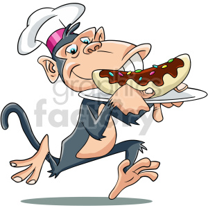   The clipart image shows a cartoon ape dressed as a chef. The ape is wearing a white chef