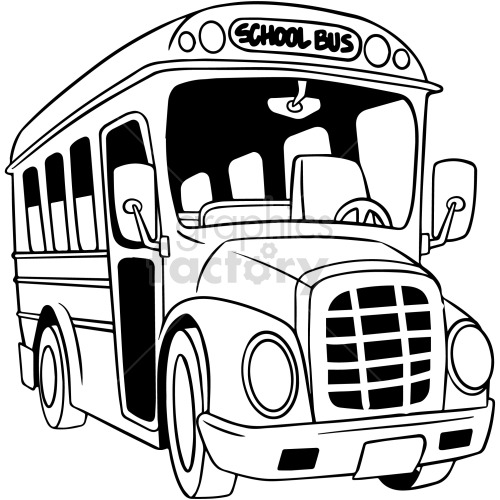 A black-and-white clipart image of a school bus.