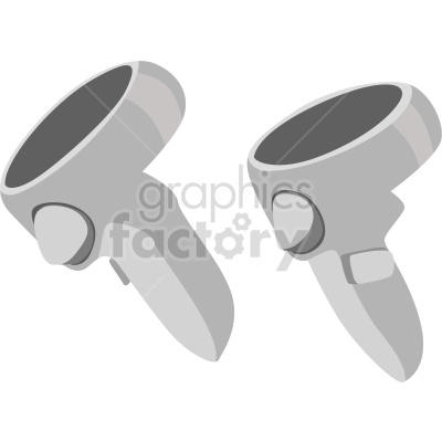 Clipart image of two gray virtual reality controllers, typically used in VR gaming and simulations.