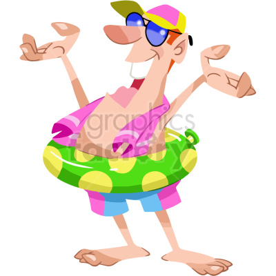 cartoon man ready for some summer fun vector clip art