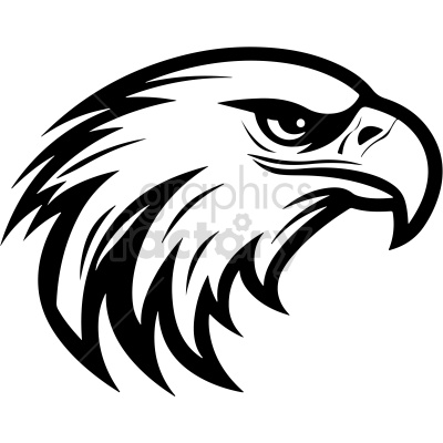 black and white eagle head outline vector clip art
