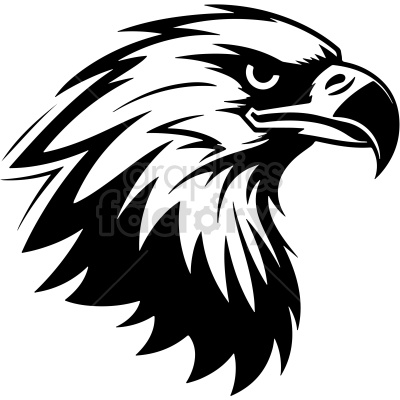 black and white eagle head clip art