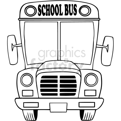 black and white school bus cartoon