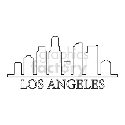 A minimalist line art illustration of the Los Angeles skyline with the text 'LOS ANGELES' at the bottom.