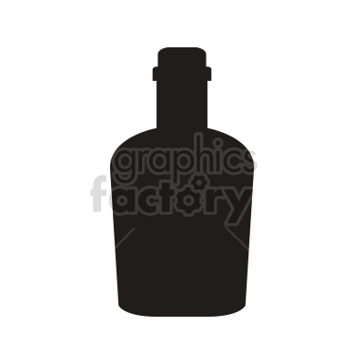 Clipart image of a black silhouette of a bottle.