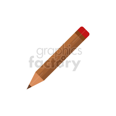 A simple clipart image of a brown pencil with a red eraser on a white background.