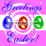 Animated Easter greetings with scrolling eggs