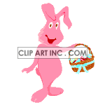 Animated pink easter bunny waving basket