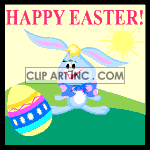 Animated blue bunny with rolling egg