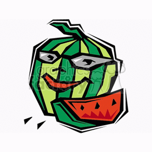 Silly smiling watermelon with sunglasses