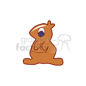 The image is a simple cartoon-style clipart of a kangaroo. It's depicted in a stylized and abstract manner, with minimal details and exaggerated features, giving it a playful and friendly appearance.
