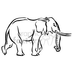 The image is a simple line drawing or clipart of a single elephant. The elephant appears in profile, with visible features including tusks, large ears, and a trunk.