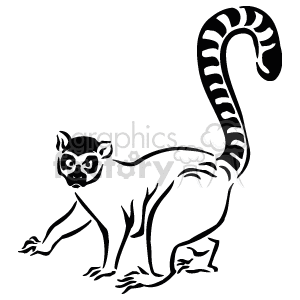 The image is a clipart of a monkey. It is outlined in a simple, line art style without any fill, featuring only the basic form and details of the animal. The monkey is depicted in a side profile with its tail curling up over its back.