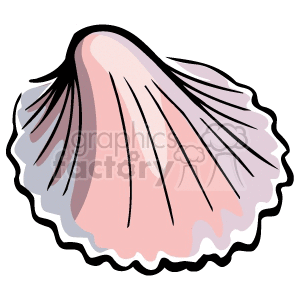 The clipart image shows a stylized seashell with a blend of pink and white hues. The seashell has prominent ridges and a slightly darker outline to emphasize its shape.