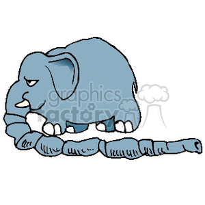 Cartoon elephant with unusually large trunk
