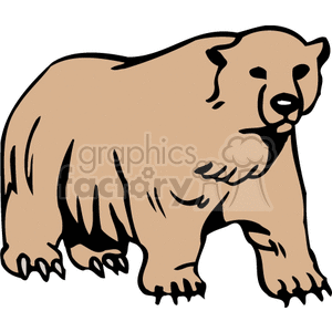 The clipart image displays a profile view of a stylized brown grizzly bear. The bear is standing, and the image captures its side with details like the face, body, legs, and paws.