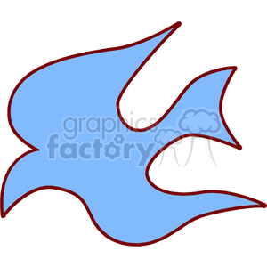 A blue abstract clipart image of a bird or a dove with an outline.