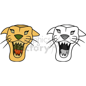 Cartoon Lion Heads - Aggressive Lion Expressions