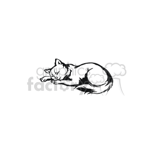  The clipart image shows a cat that is sleeping or resting. You can see the cat