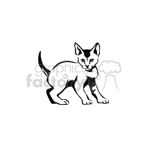   The image is a clipart depiction of a sphinx cat. The cat appears to be in an alert stance with its ears perked up. It