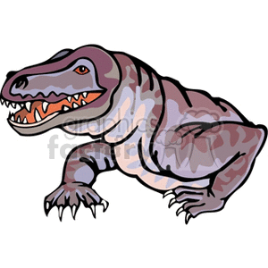 The clipart image depicts a stylized illustration of a large, prehistoric lizard-like animal that represents what might be a dinosaur or an extinct creature resembling a dinosaur, such as a Megalania.