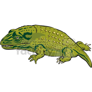   The image is a clipart of a green dinosaur. It