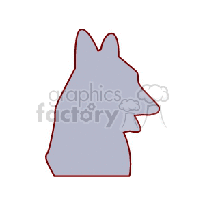 The image is a simple clipart of a dog's silhouette. It shows a side profile of a canine with prominent ears and a snout.