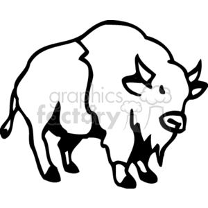 The image is a black and white clipart of a bison. It's a simple, stylized representation suitable for use in educational materials or as a graphic design element.