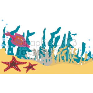   The clipart image depicts an underwater scene with elements of a tropical ocean environment. There