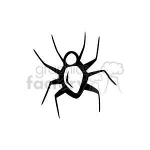 The clipart image depicts a simple black and white illustration of a spider with eight legs and a two-part body, consisting of a cephalothorax and abdomen.