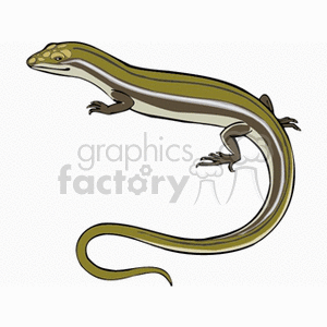 The clipart image depicts a stylized illustration of a lizard. The lizard is shown in profile, with clear definition of its head, body, tail, and limbs. It has a pattern of lines running down its back, which might suggest a natural coloring for camouflage or display.