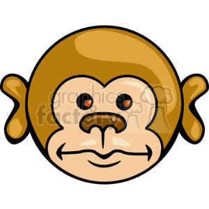 Cartoon illustration of a monkey face with a happy expression.