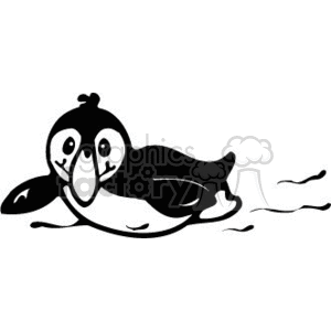 Penguin sliding on the ice