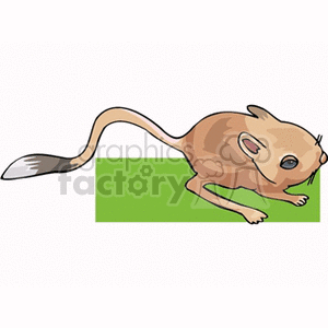 The clipart image depicts a kangaroo rat, a small rodent known for its long tail and large hind legs, which allow it to hop in a manner similar to a kangaroo.