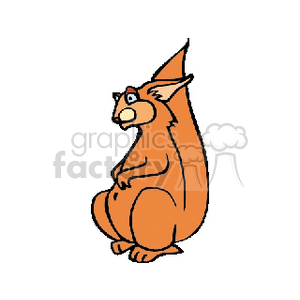 The image depicts a cartoon squirrel. It is shown in a standing posture with its large bushy tail arched over its body. The squirrel has a slightly surprised or startled expression.