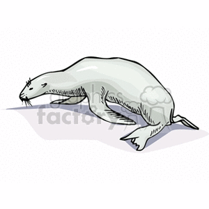 The clipart image depicts a seal. The seal appears to be in motion, possibly gliding along a surface, suggesting movement like swimming or sliding.