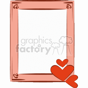   This is a clipart image featuring a decorative border or frame with a romantic theme. The overall design is simple and elegant, suitable for framing a picture, message, or for use in Valentine