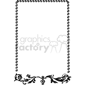   The image shows a rectangular clipart frame that features ornamental borders. Along the sides, there is a repetitive design that looks like a series of loops or spirals, lending a decorative aspect to the border. At the bottom of the frame, there