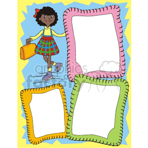 Colorful Schoolgirl with Blank Frames