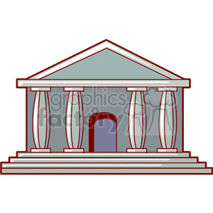 A clipart image of a classical building with columns and a triangular pediment.