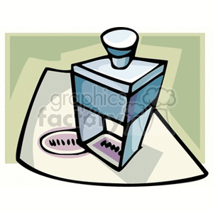 Clipart image of a rubber stamp presser on top of a piece of paper, with some stamps already present