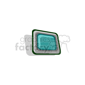 A stylized clipart image of a teal square computer screen with a 3D effect and shadow.