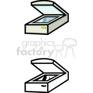 Illustration of Open Scanners in Color and Black & White