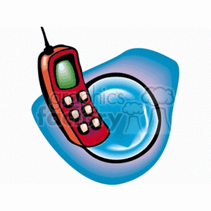 Red Cell Phone on Blue Background