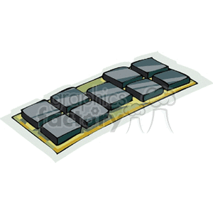 Clipart of a computer memory module, typically used in computers and other digital devices for storage.