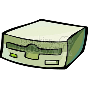 Clipart image of a vintage floppy disk drive.