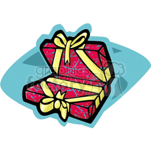 Open Red Gift Box with Yellow Ribbons