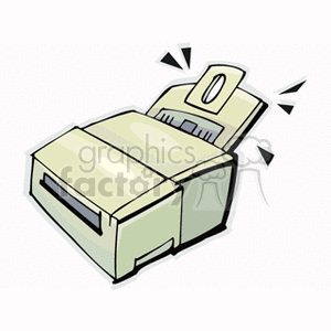 Clipart image of a printer with a piece of paper coming out.